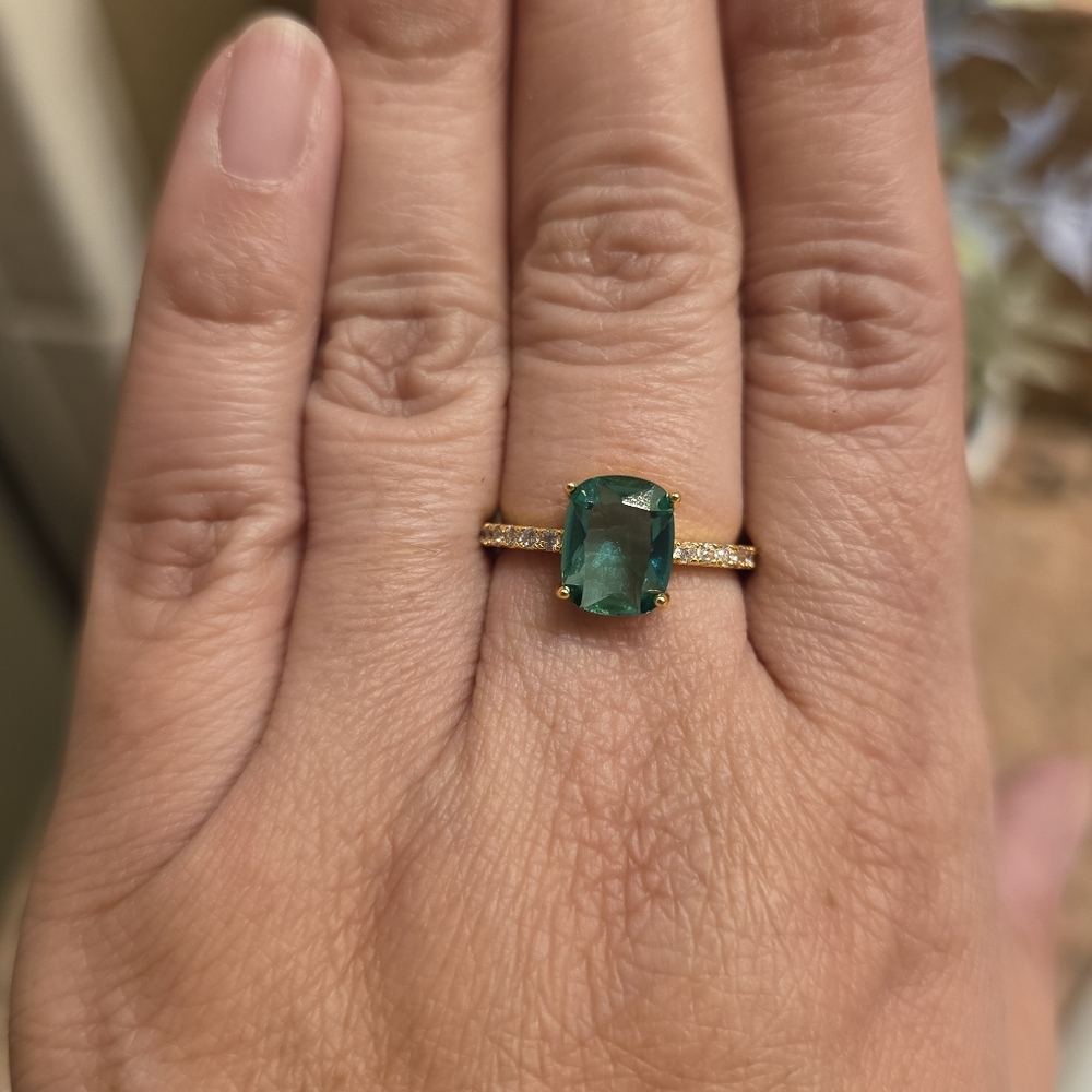 Sea Blue Cubic Zirconia Ring - Picture 6 of 7